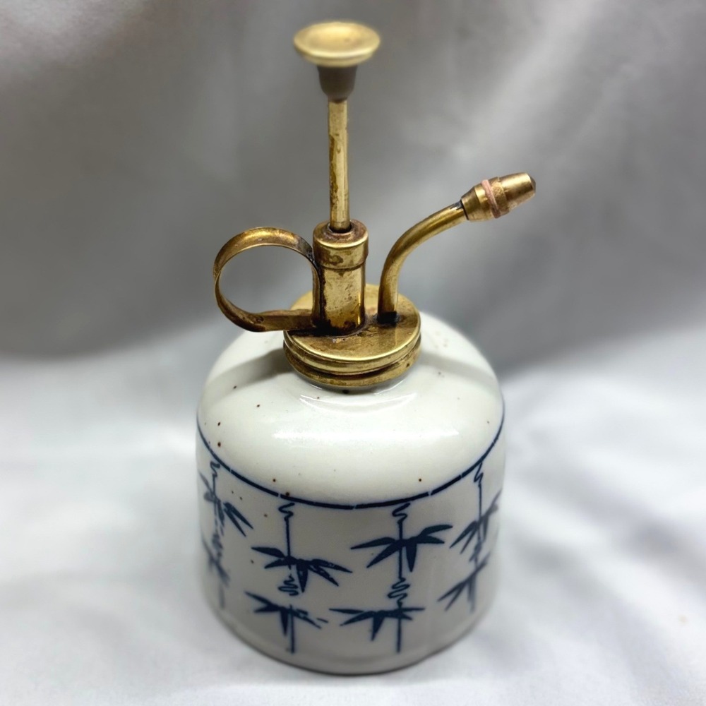 Takahashi San Francisco Plant Mister Blue White Fair Ceramic Bamboo Brass Style
